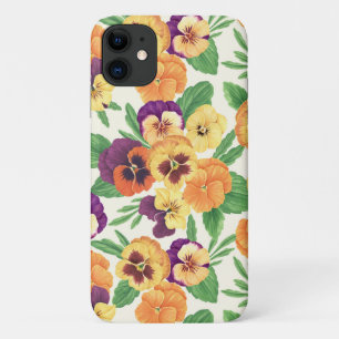Pansies on off white iPhone 11 case