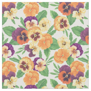 Pansies on off white fabric