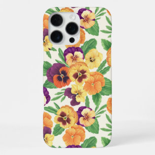 Pansies on off white iPhone 16 pro max case