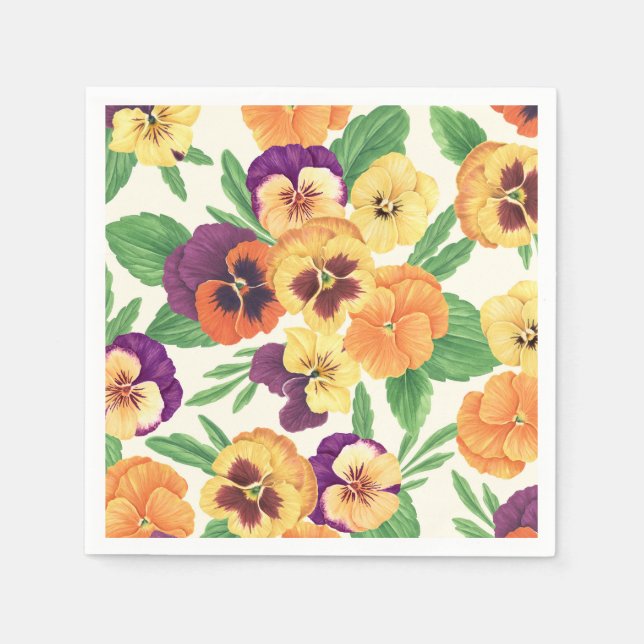Pansies on off white napkin (Front)