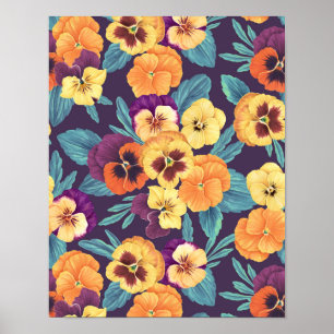Pansies on off white poster