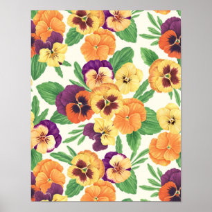 Pansies on off white poster