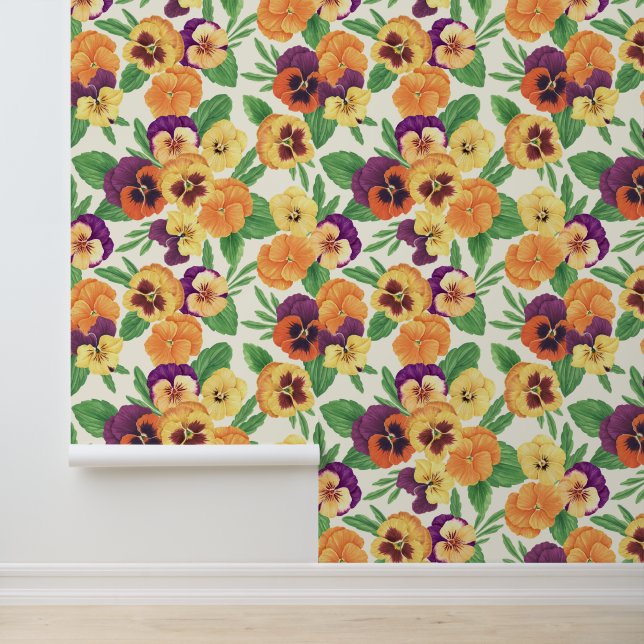 Pansies on off white wallpaper (Application)