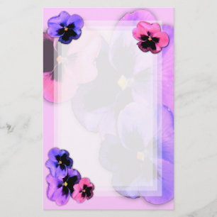 Pansies on Pink Stationery