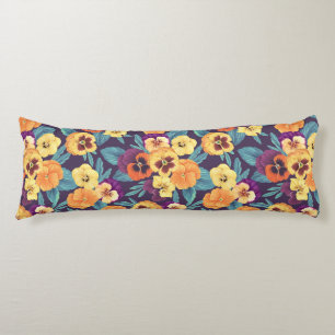 Pansies on plum violet body cushion
