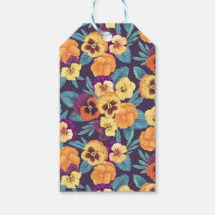 Pansies on plum violet gift tags