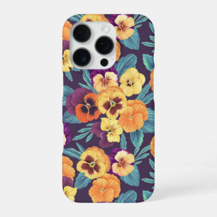 Pansies on plum violet iPhone 16 pro case