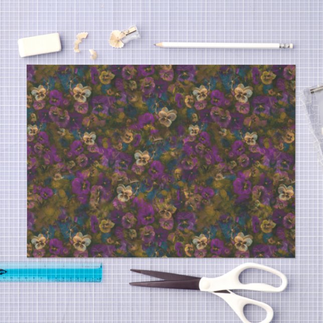 Pansies op 3 tissue paper (Craft)