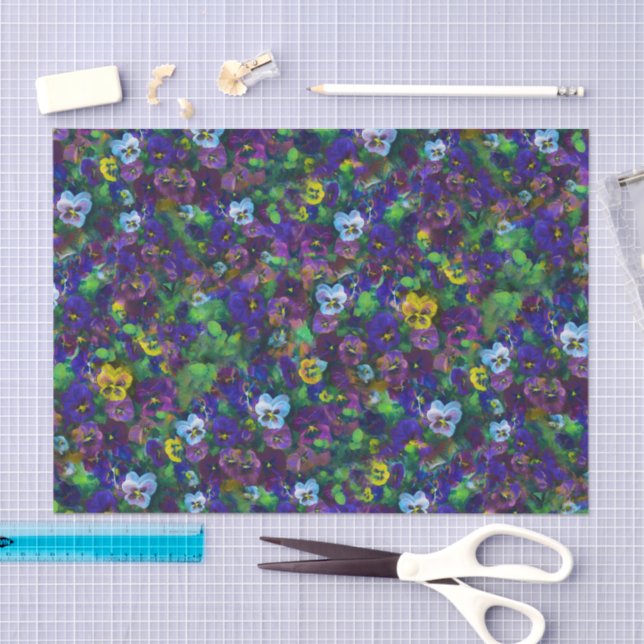 Pansies op 4 tissue paper (Craft)