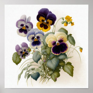 Pansies Pansy Flower Art Print Poster
