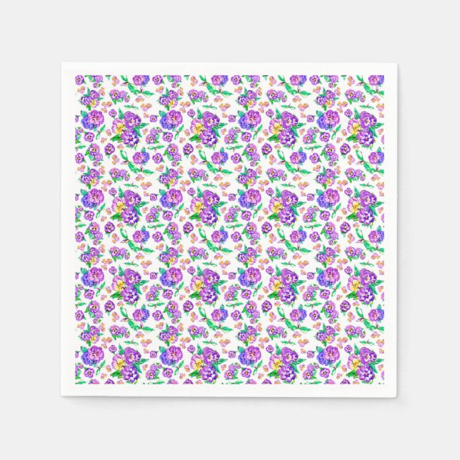 Pansies Pattern Paper Napkin (Front)