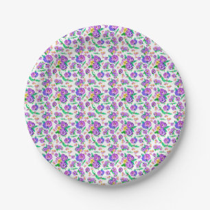 Pansies Pattern paper plates