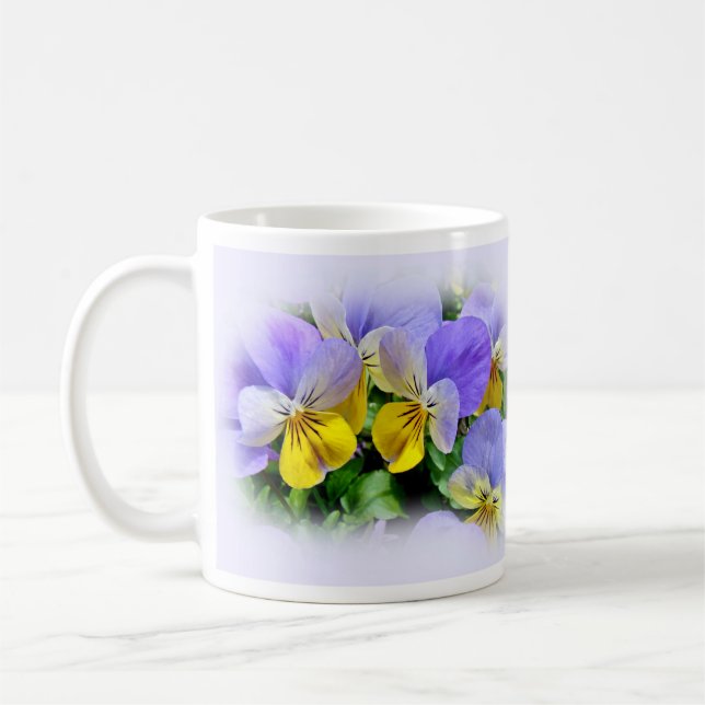 Pansies - Purple and Yellow Coffee Mug (Left)