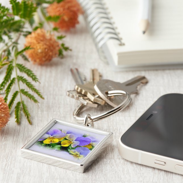 Pansies - Purple asnd Yellow Key Ring (Side)
