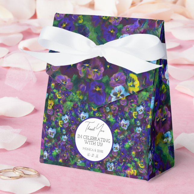 Pansies [purple] Special gift tent W/ label Favour Box (Wedding)