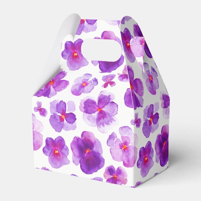 Pansies purple watercolor art gift box (Front Side)