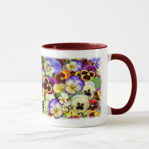 Pansies ~ Ringer Mug  # 2