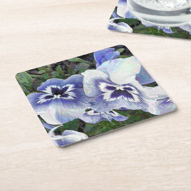 PANSIES SQUARE PAPER COASTER (Angled)