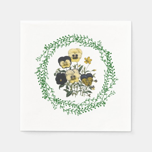 Pansies Standard Cocktail Paper Napkins (Front)