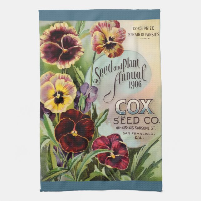 Pansies Tea Towel (Vertical)