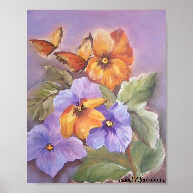 Pansies with butterfly  poster (Front)