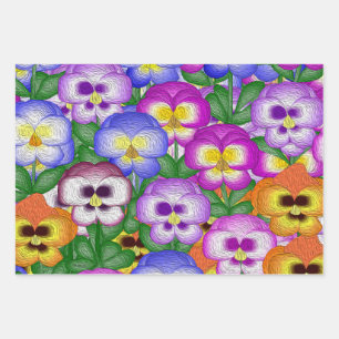 Pansies Wrapping Paper Sheets