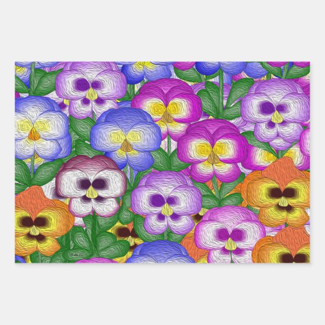 Pansies Wrapping Paper Sheets (Front)