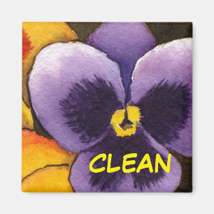 "Pansy #1" Clean Dishwasher Status Magnet