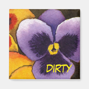 "Pansy #1" Dirty Floral Dishwasher Status Magnet