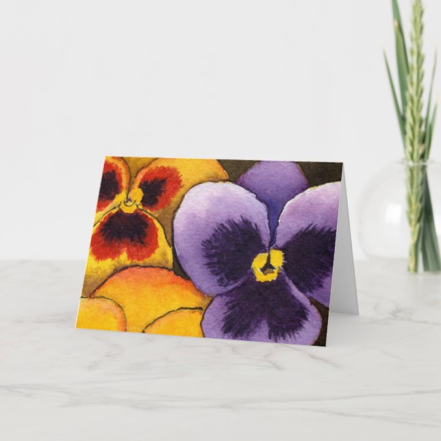 "Pansy #1" Floral Greeting Card (Front)