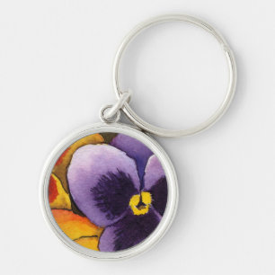 "Pansy 1" Floral Keychain