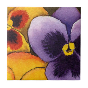 "Pansy #1" Kitchen Garden Ceramic Tile