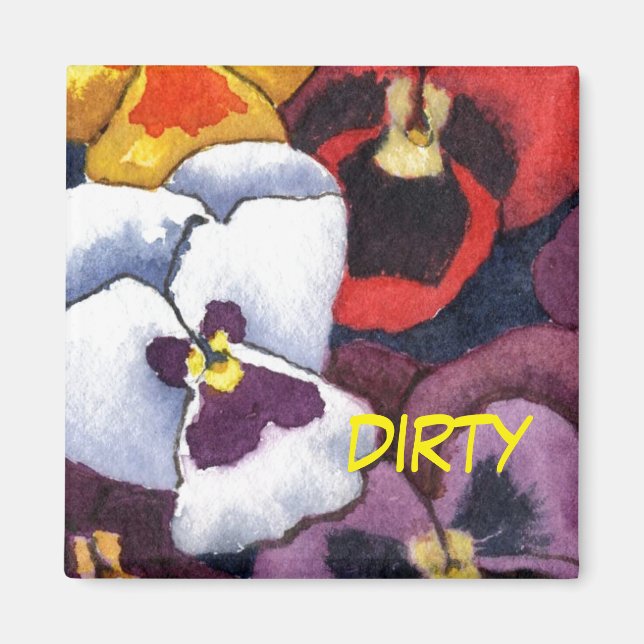 "Pansy #2" Dirty Floral Dishwasher Status Magnet (Front)