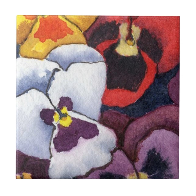 "Pansy #2" Kitchen Garden Ceramic  Tile (Front)