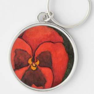 "Pansy 3" Floral Keychain