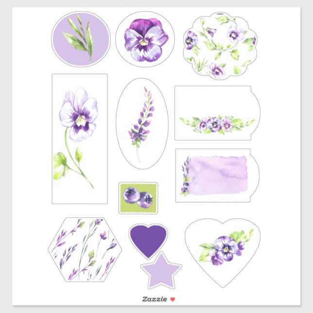 Pansy and Blueberry Scrapbook Watercolor (Sheet)