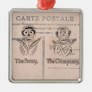 Pansy and Chimp Humour Metal Tree Decoration