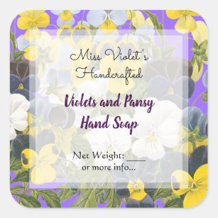 Pansy and Violets Custom Soap or Craft Stickers