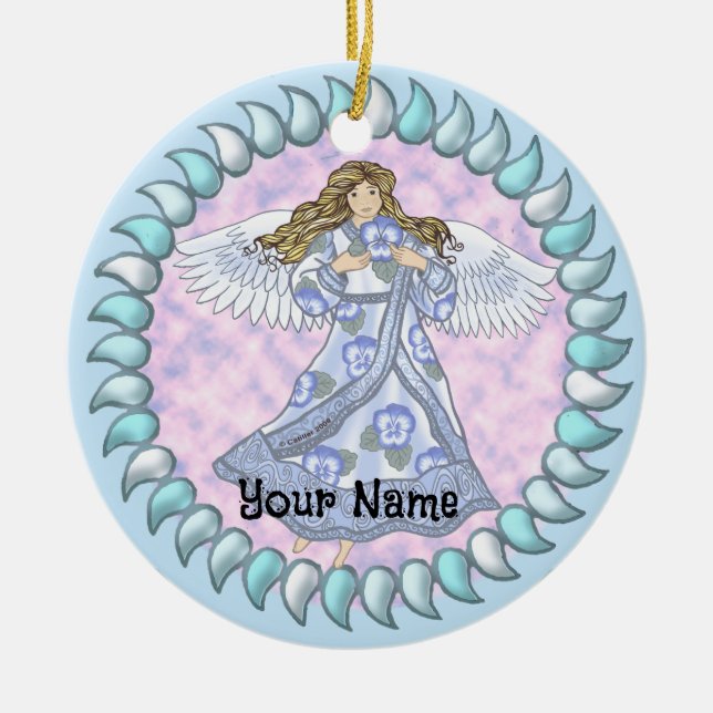 Pansy  Angel Ceramic Tree Decoration (Front)
