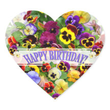 PANSY BEAUTY BIRTHDAY GREETING HEART