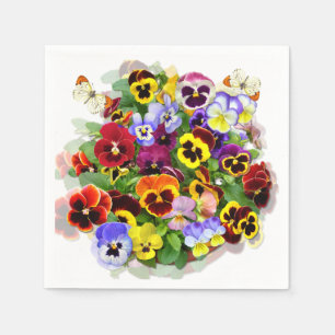 Pansy Beauty Collage with Butterflies Napkin