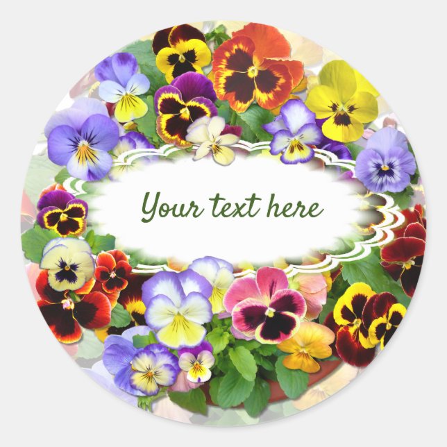 Pansy Beauty Custom Text Classic Round Sticker (Front)