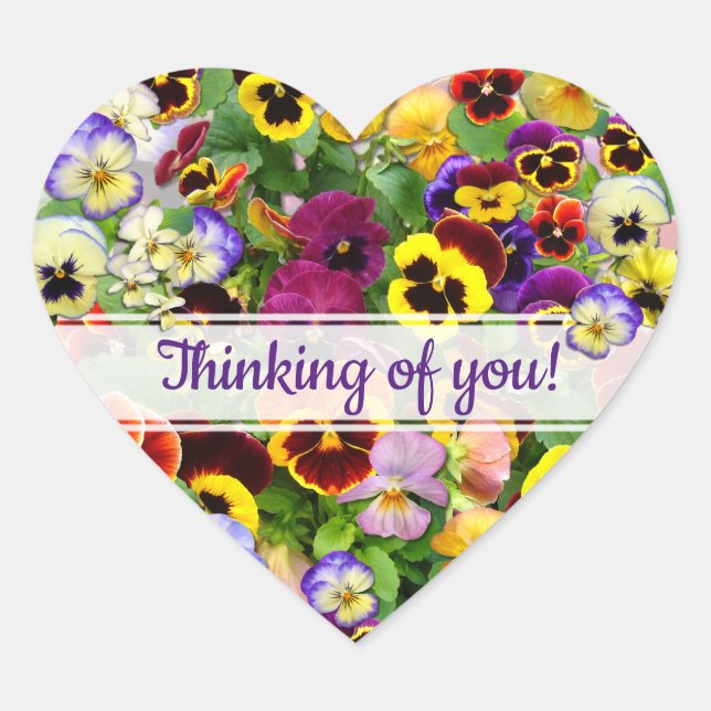 PANSY BEAUTY THINKING OF YOU HEART STICKER (Front)