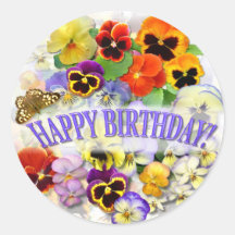 Pansy Beauty with buttterfly Birthday Greeting