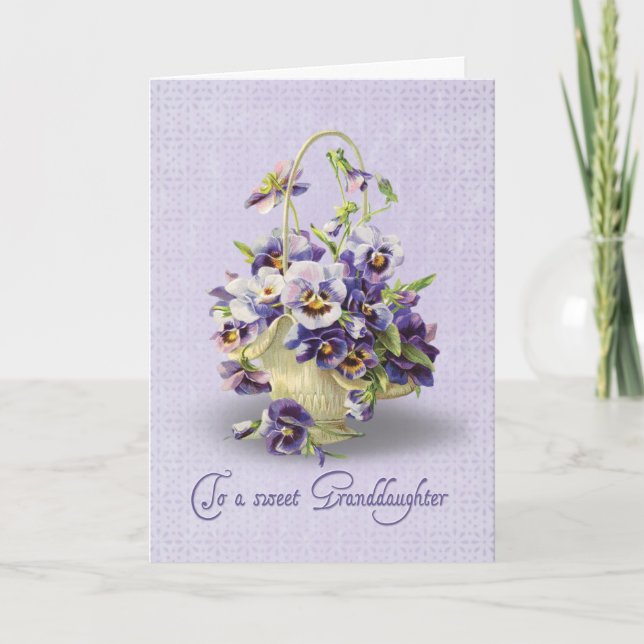 Pansy Birthday for Granddaughter Card (Front)