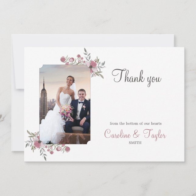 Pansy Blossoms Thank You Photo Card (Front)