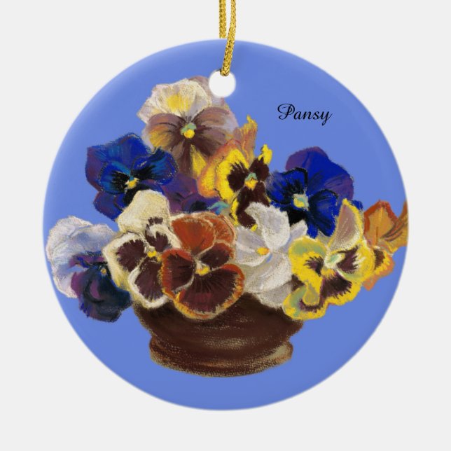 Pansy Bouquet Ceramic Tree Decoration (Front)