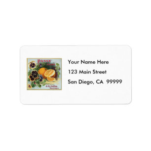 Pansy Brand Oranges Fruit Label