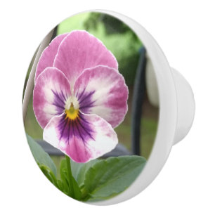 Pansy Ceramic Knob (Pink & Purple)