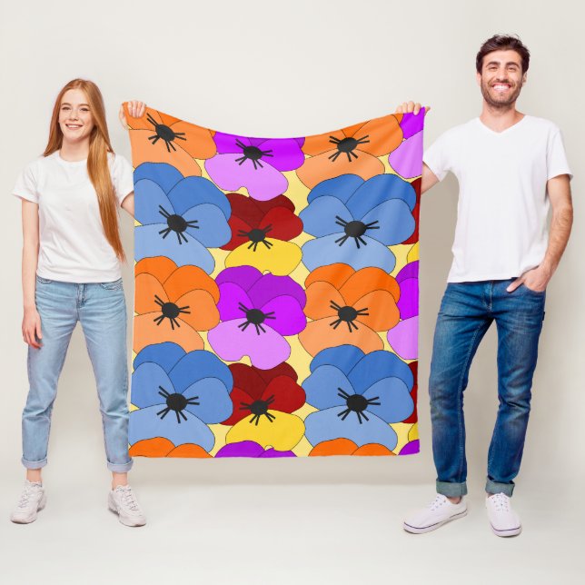 Pansy Collage  Fleece Blanket (In Situ)